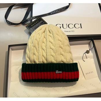 Gucci Knit Hat with Web Light Beige 2023 1123 (XMN-231123063)