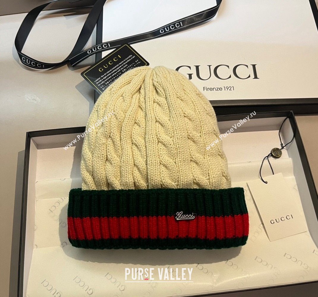 Gucci Knit Hat with Web Light Beige 2023 1123 (XMN-231123063)