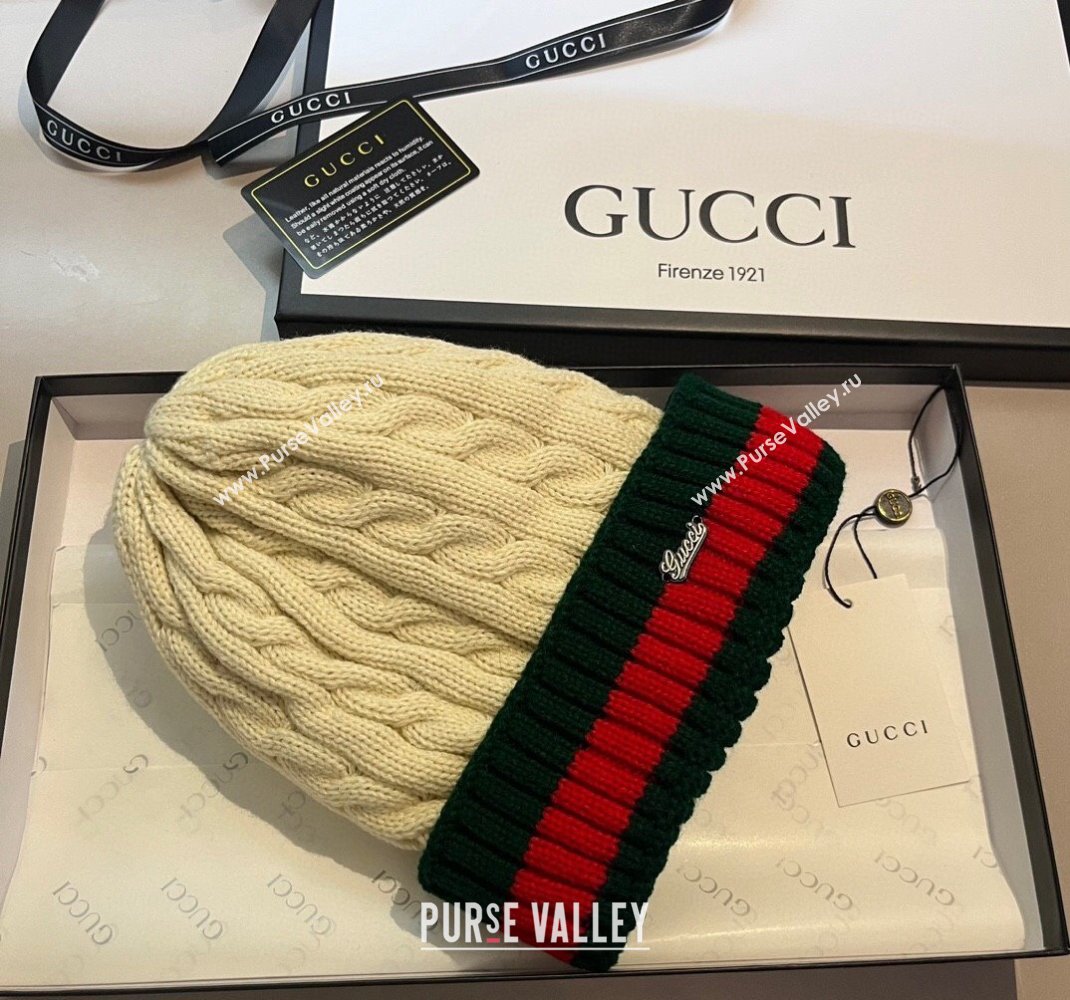 Gucci Knit Hat with Web Light Beige 2023 1123 (XMN-231123063)