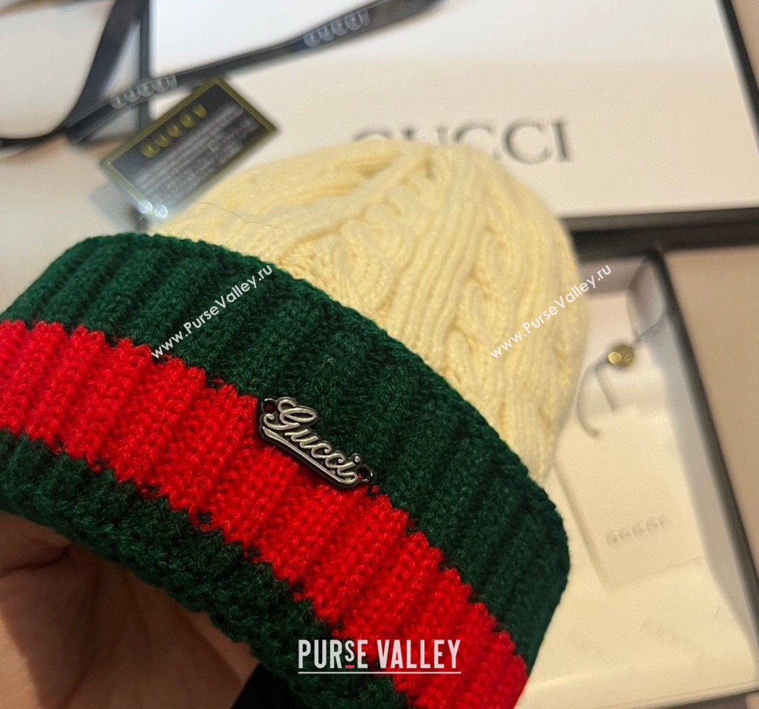 Gucci Knit Hat with Web Light Beige 2023 1123 (XMN-231123063)