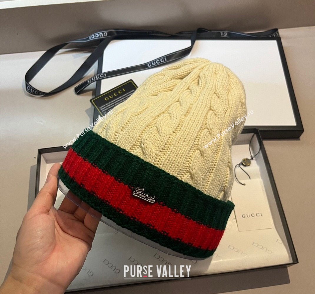 Gucci Knit Hat with Web Light Beige 2023 1123 (XMN-231123063)