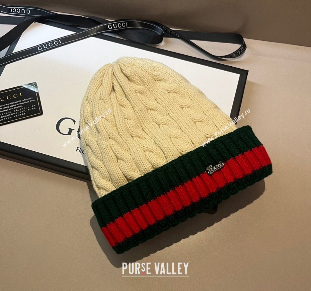 Gucci Knit Hat with Web Light Beige 2023 1123 (XMN-231123063)