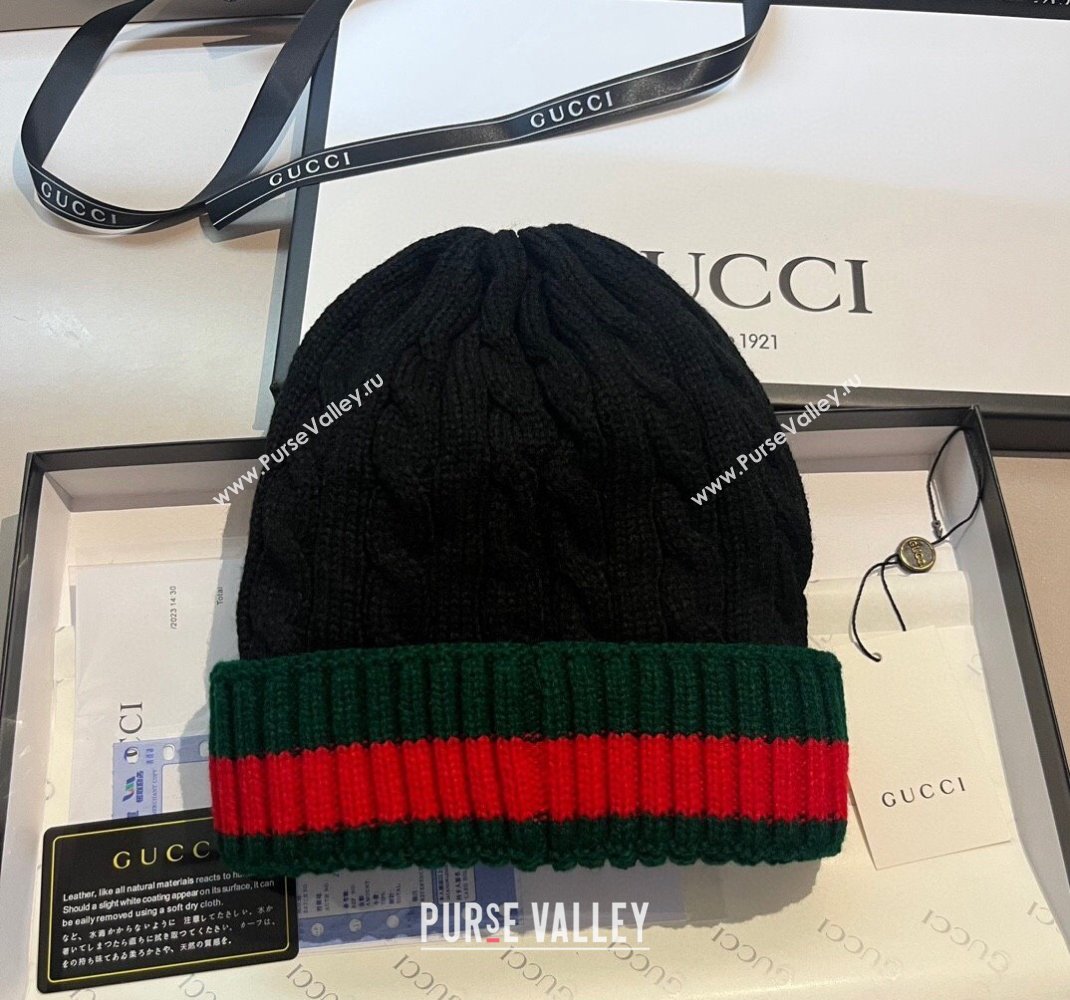 Gucci Knit Hat with Web Black 2023 1123 (XMN-231123064)