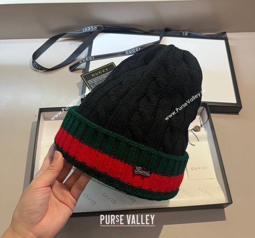 Gucci Knit Hat with Web Black 2023 1123 (XMN-231123064)