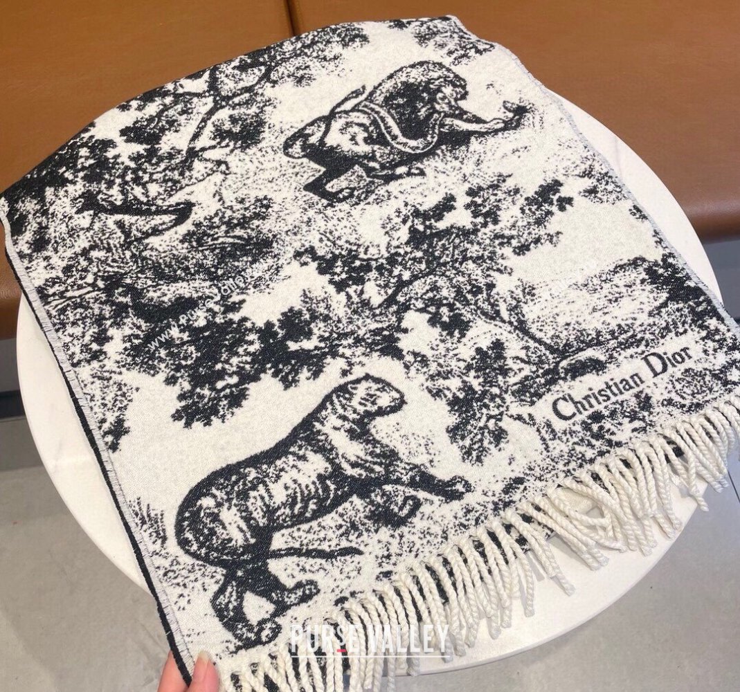 Dior Toile de Jouy Long Scarf 45x190cm Black 2023 1123 (XMN-231123041)