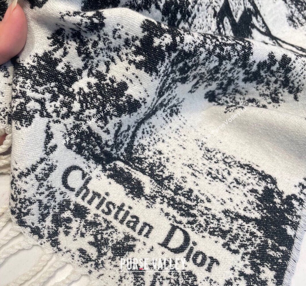 Dior Toile de Jouy Long Scarf 45x190cm Black 2023 1123 (XMN-231123041)