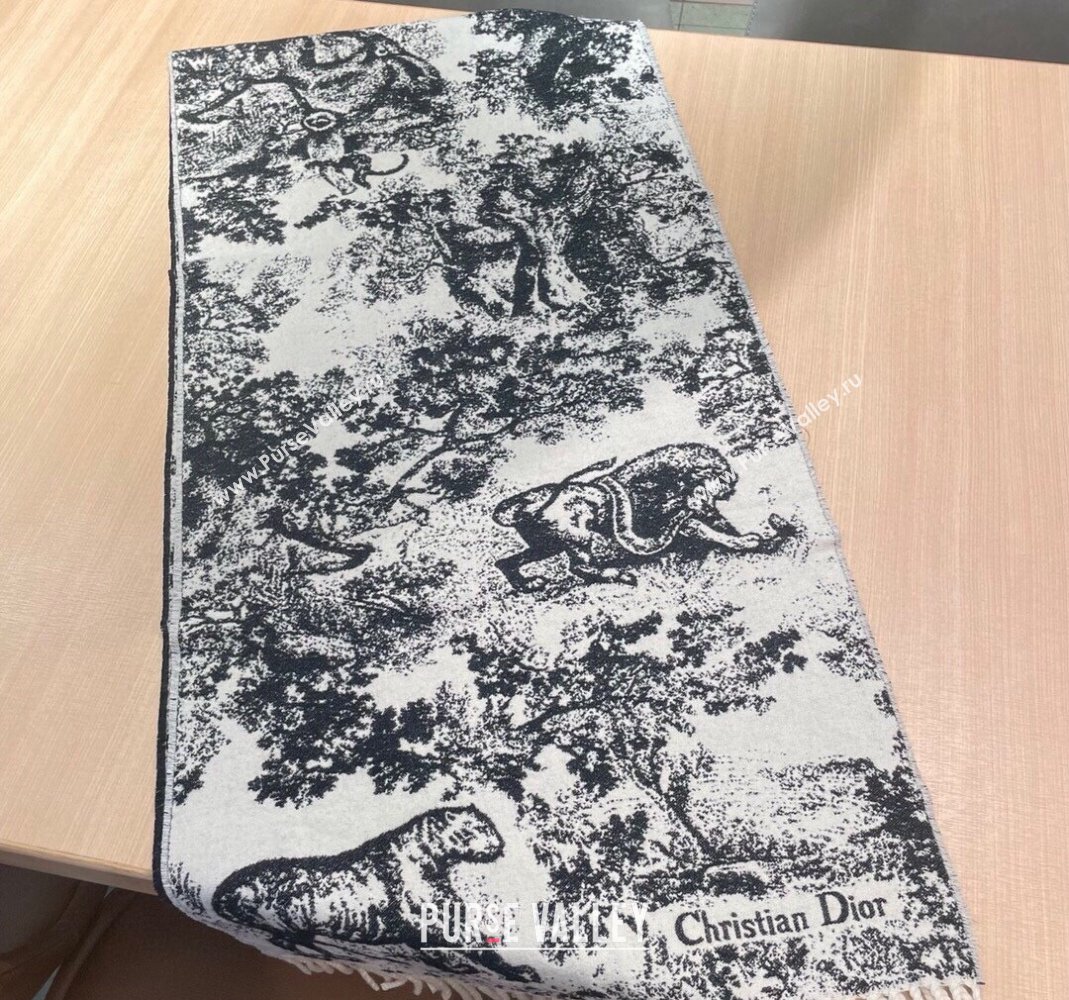 Dior Toile de Jouy Long Scarf 45x190cm Black 2023 1123 (XMN-231123041)