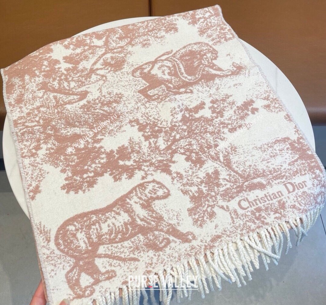 Dior Toile de Jouy Long Scarf 45x190cm Light Pink 2023 1123 (XMN-231123042)