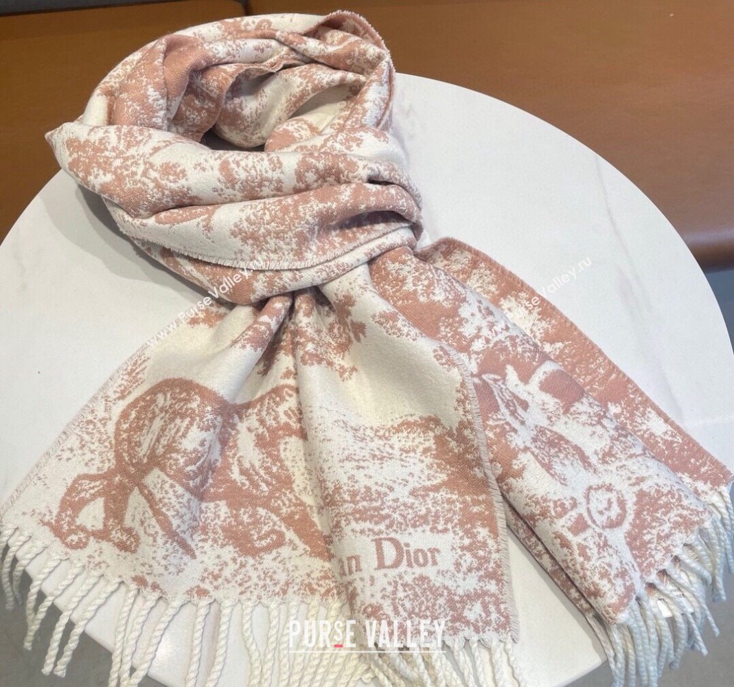 Dior Toile de Jouy Long Scarf 45x190cm Light Pink 2023 1123 (XMN-231123042)