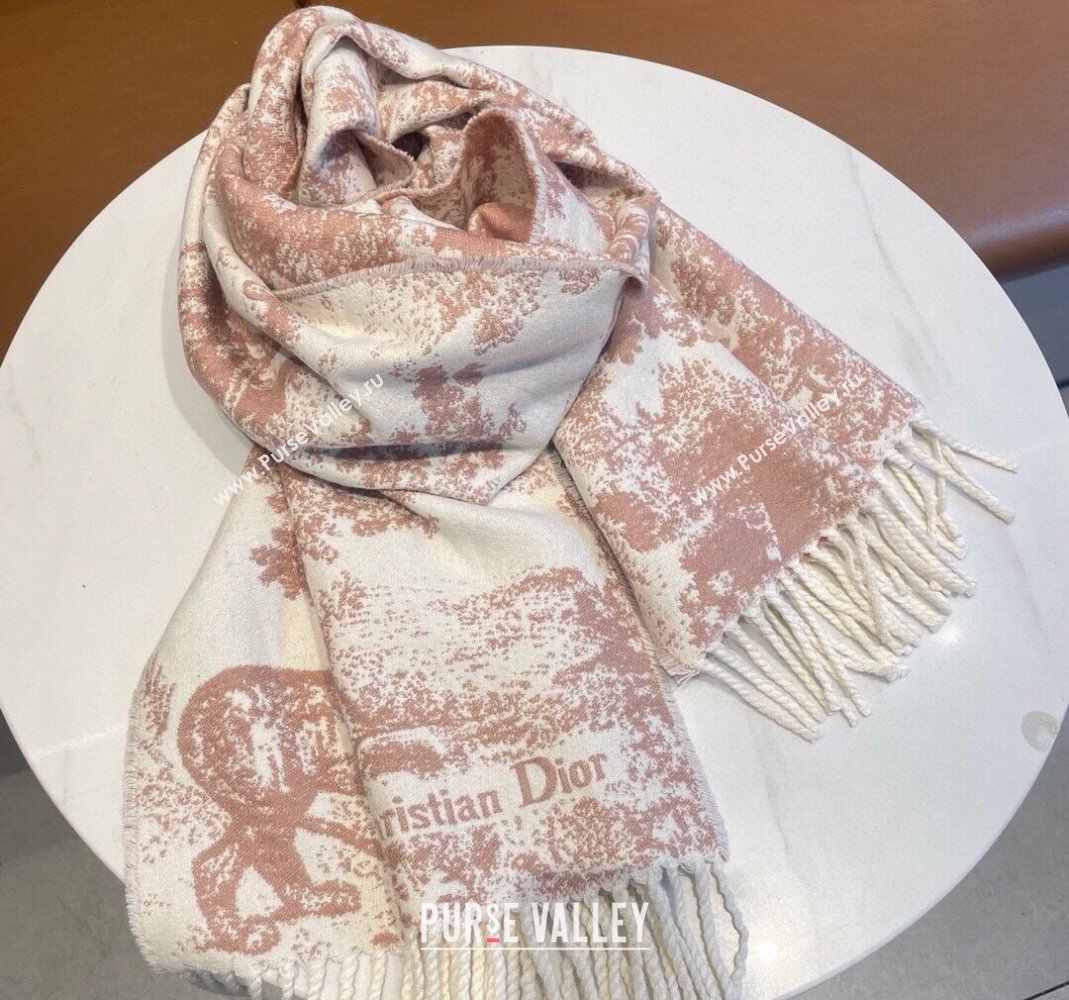 Dior Toile de Jouy Long Scarf 45x190cm Light Pink 2023 1123 (XMN-231123042)