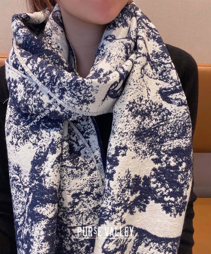 Dior Toile de Jouy Long Scarf 45x190cm Blue 2023 1123 (XMN-231123043)