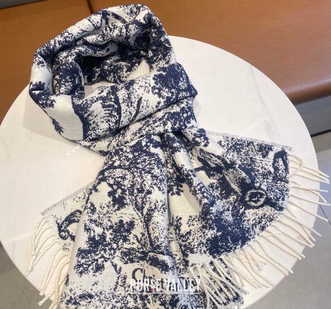 Dior Toile de Jouy Long Scarf 45x190cm Blue 2023 1123 (XMN-231123043)