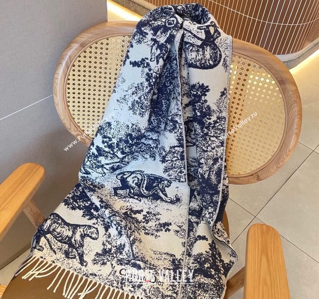 Dior Toile de Jouy Long Scarf 45x190cm Blue 2023 1123 (XMN-231123043)