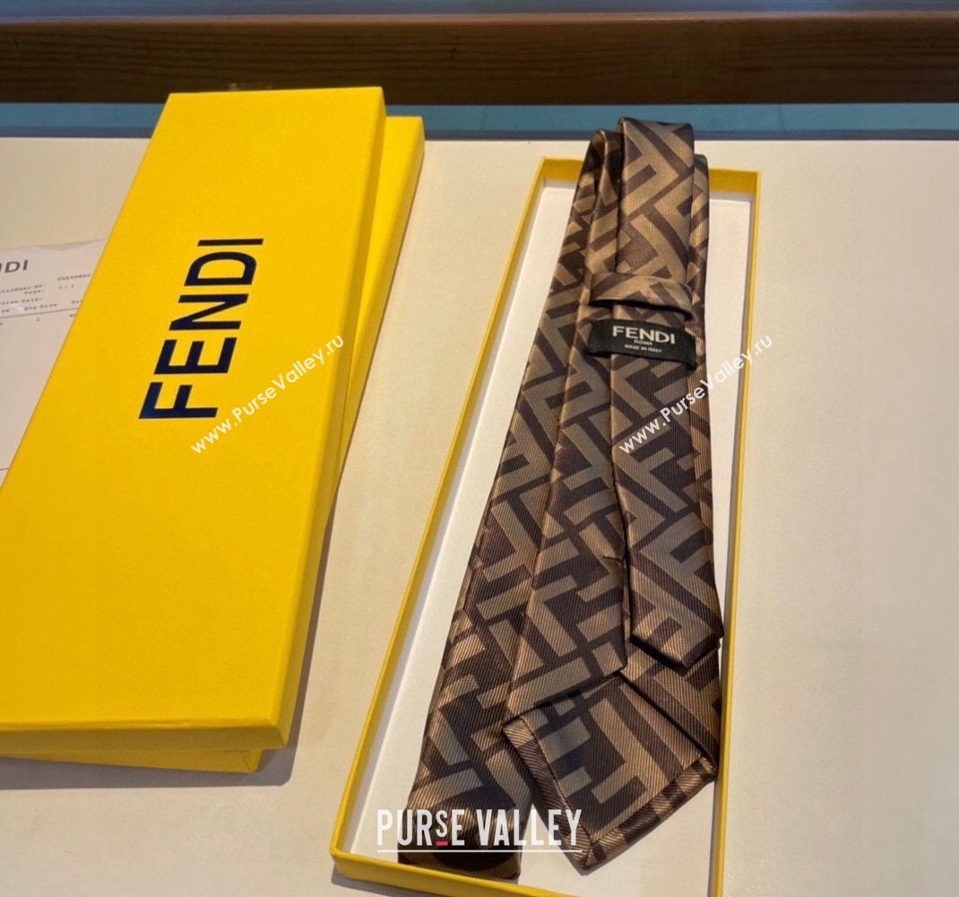 Fendi Brown FF Silk Tie 2023 1122 (XMN-231122018)