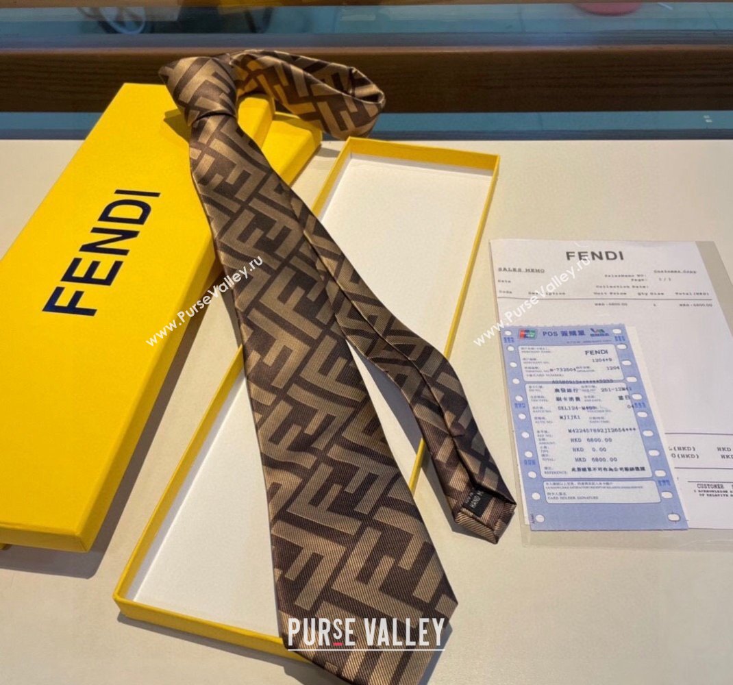 Fendi Brown FF Silk Tie 2023 1122 (XMN-231122018)