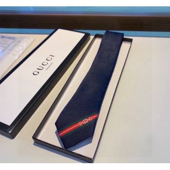 Gucci Blue Silk Tie with GG Hosebit 2023 1122 (XMN-231122019)