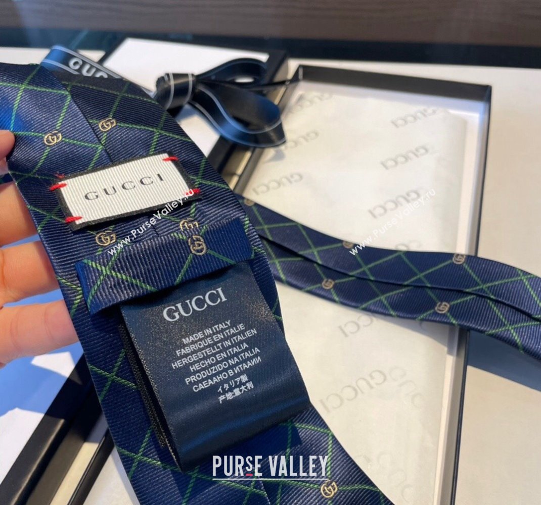 Gucci Silk Tie with GG Web Blue/Green 2023 1122 (XMN-231122020)