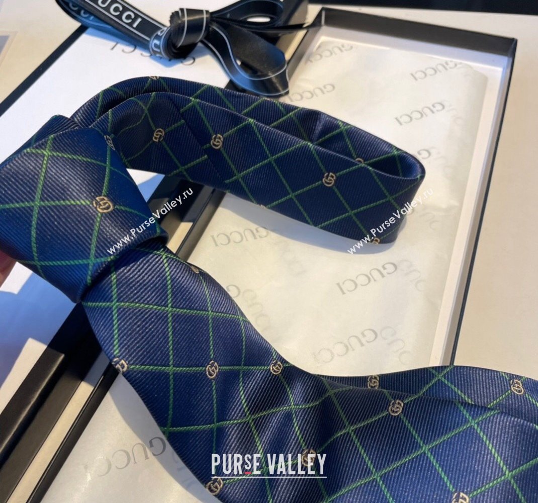 Gucci Silk Tie with GG Web Blue/Green 2023 1122 (XMN-231122020)