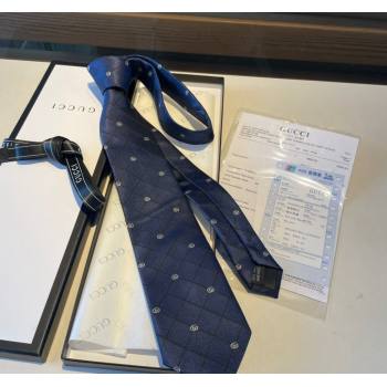 Gucci Silk Tie with GG Web Blue/Black 2023 1122 (XMN-231122021)