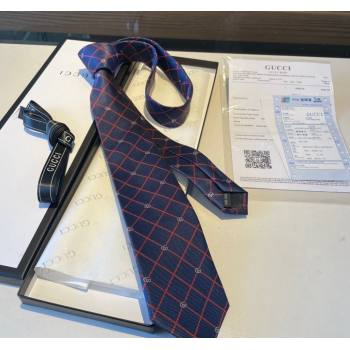 Gucci Silk Tie with GG Web Blue/Red 2023 1122 (XMN-231122022)