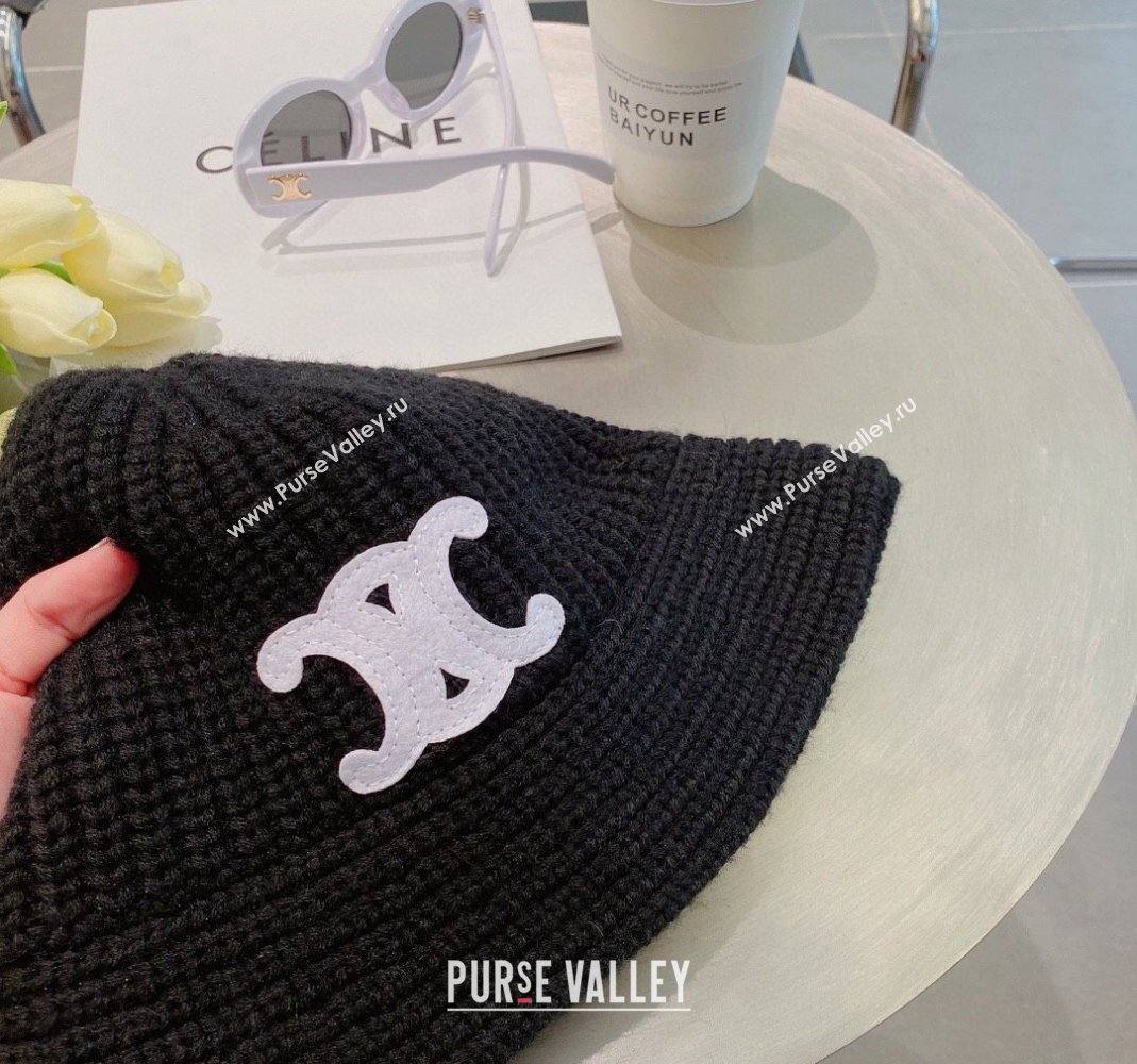 Celine Triomphe Knit Hat Black 2023 1123 (MAO-231123077)