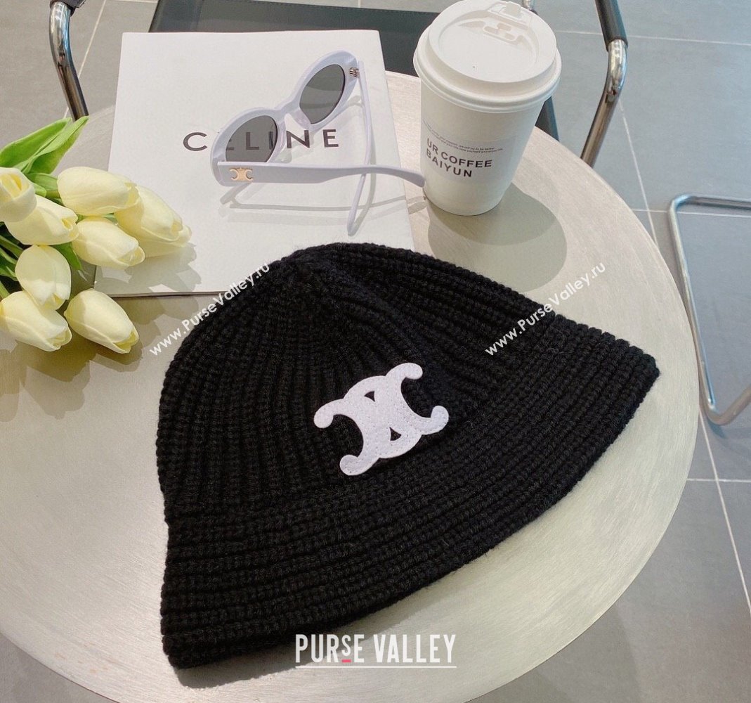 Celine Triomphe Knit Hat Black 2023 1123 (MAO-231123077)