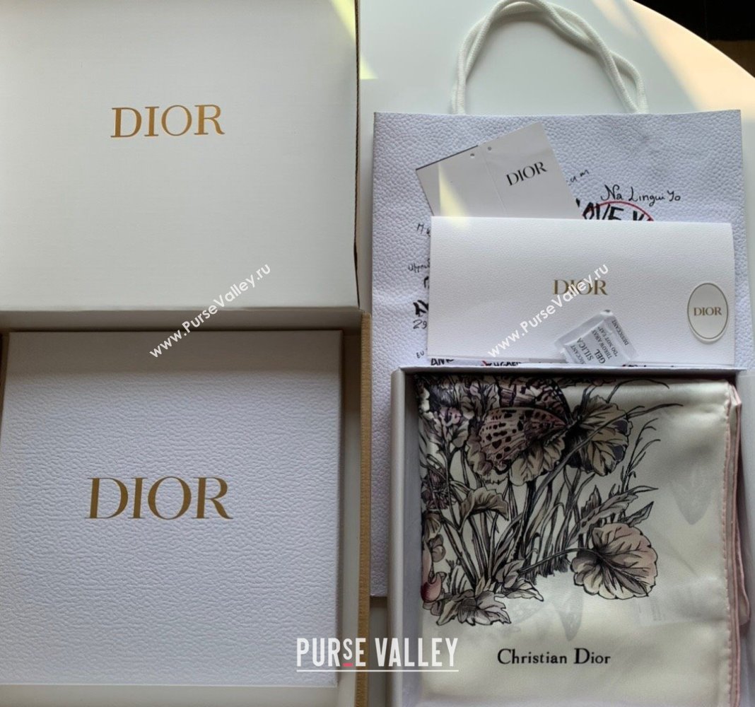 Dior Butterfly Silk Sqaure Scarf 90x90cm Pink 2023 DR122101 (WNS-231221018)