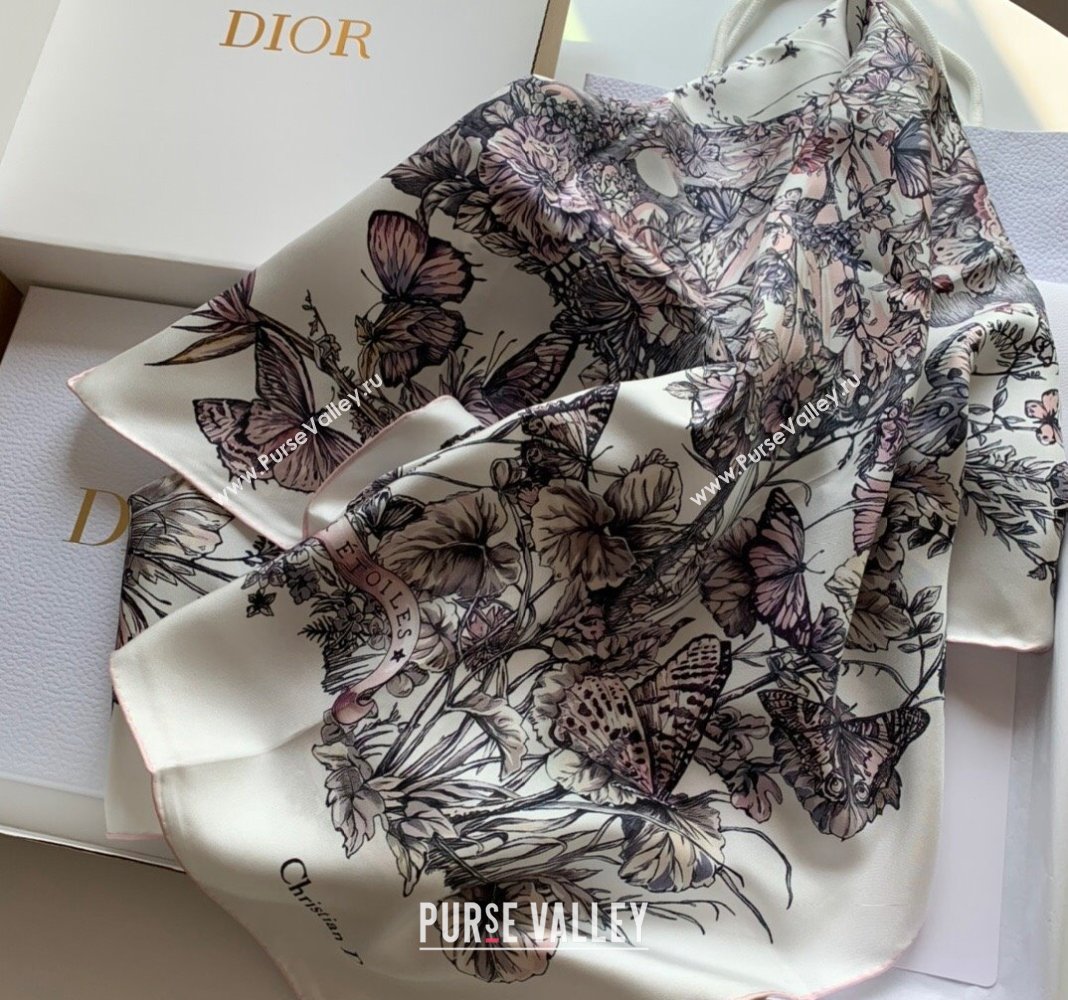 Dior Butterfly Silk Sqaure Scarf 90x90cm Pink 2023 DR122101 (WNS-231221018)