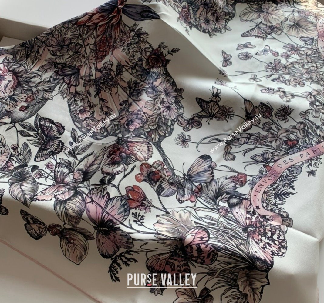 Dior Butterfly Silk Sqaure Scarf 90x90cm Pink 2023 DR122101 (WNS-231221018)