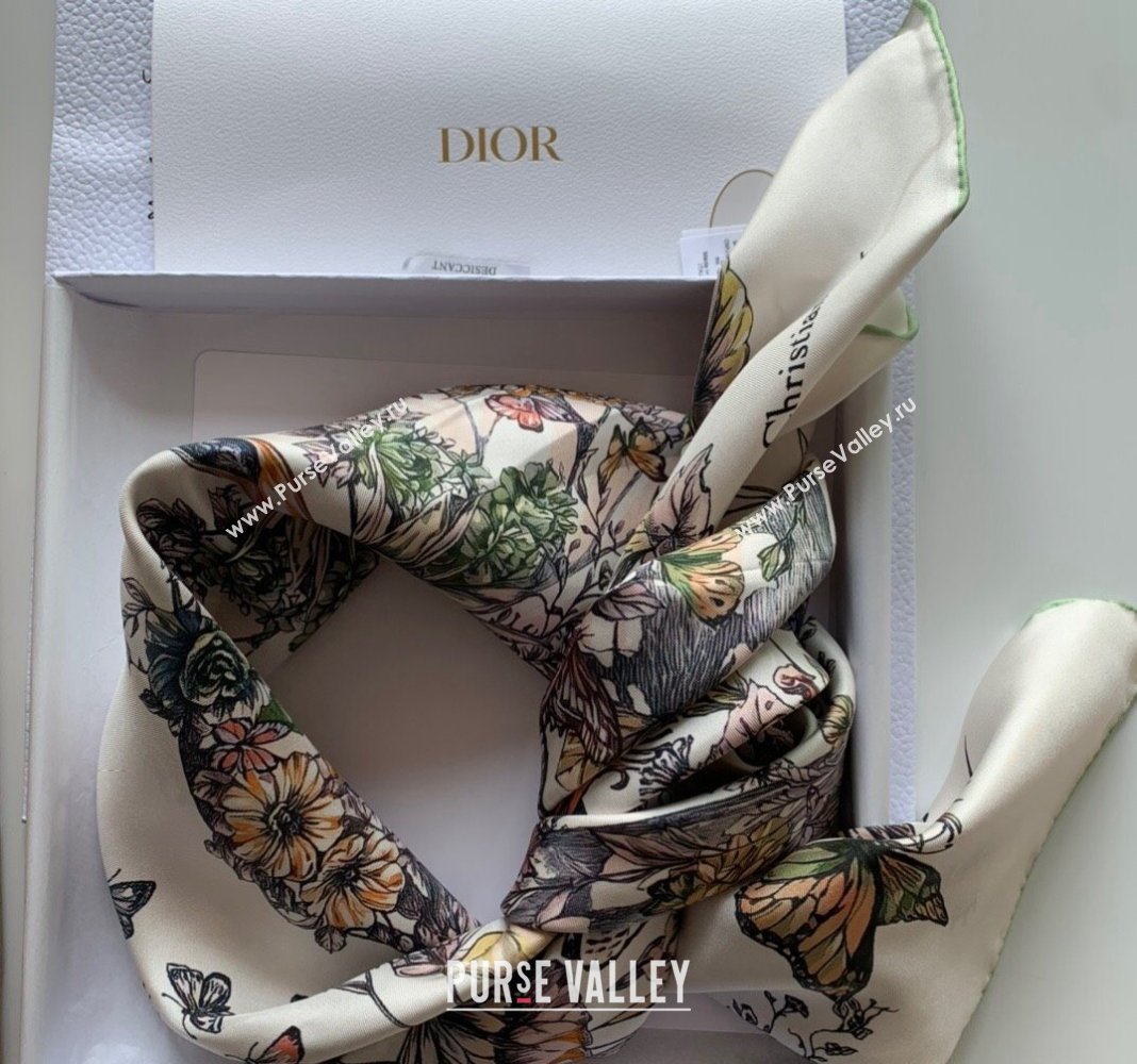 Dior Butterfly Silk Sqaure Scarf 90x90cm Green 2023 DR122101 (WNS-231221019)