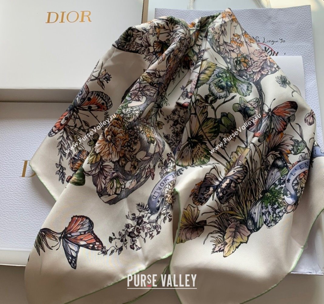 Dior Butterfly Silk Sqaure Scarf 90x90cm Green 2023 DR122101 (WNS-231221019)