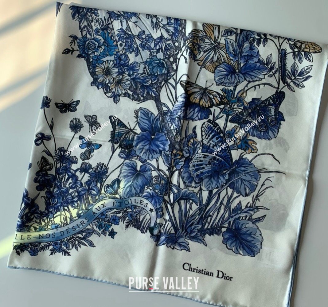 Dior Butterfly Silk Sqaure Scarf 90x90cm Blue 2023 DR122101 (WNS-231221020)