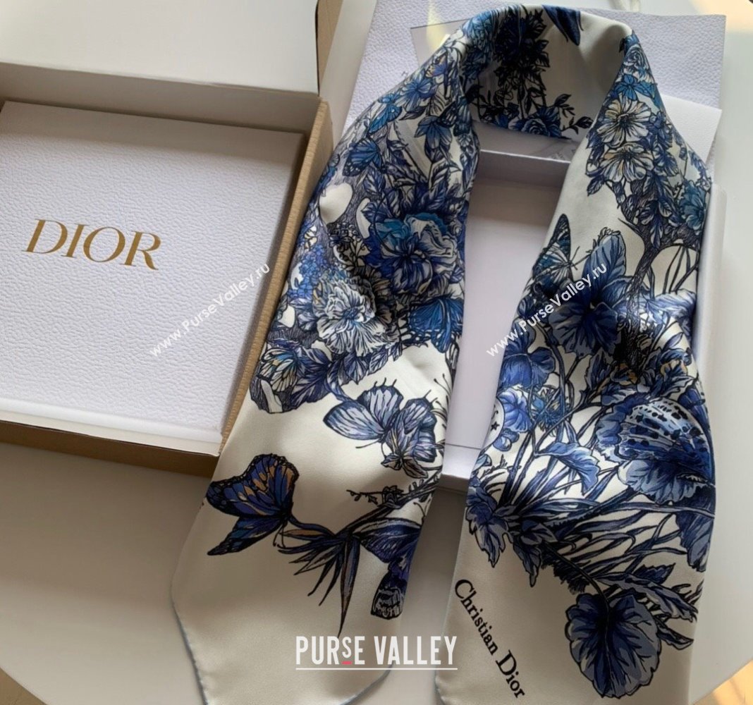 Dior Butterfly Silk Sqaure Scarf 90x90cm Blue 2023 DR122101 (WNS-231221020)