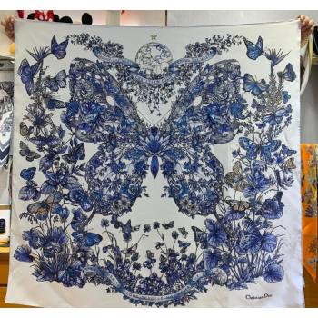 Dior Butterfly Silk Sqaure Scarf 90x90cm Blue 2023 DR122101 (WNS-231221020)