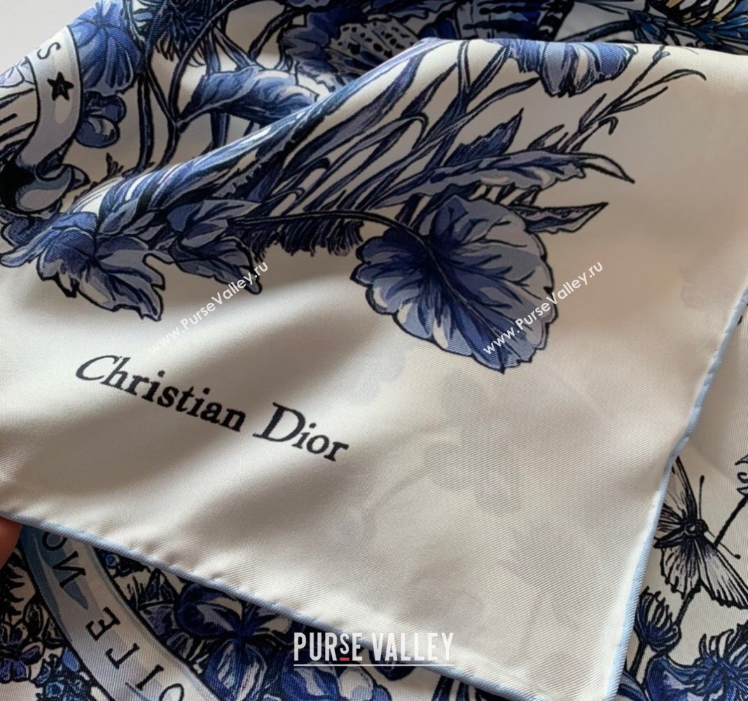 Dior Butterfly Silk Sqaure Scarf 90x90cm Blue 2023 DR122101 (WNS-231221020)