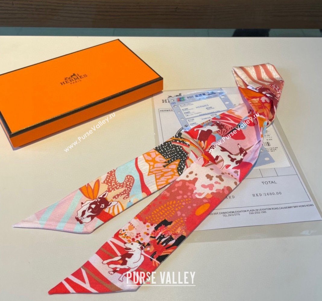 Hermes Silk Twilly Bandeau Scarf 5x86cm Orange 2023 1221 (LR-231221039)