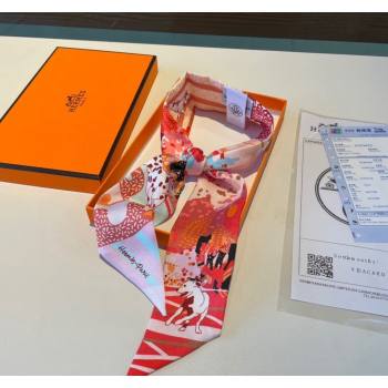 Hermes Silk Twilly Bandeau Scarf 5x86cm Orange 2023 1221 (LR-231221039)