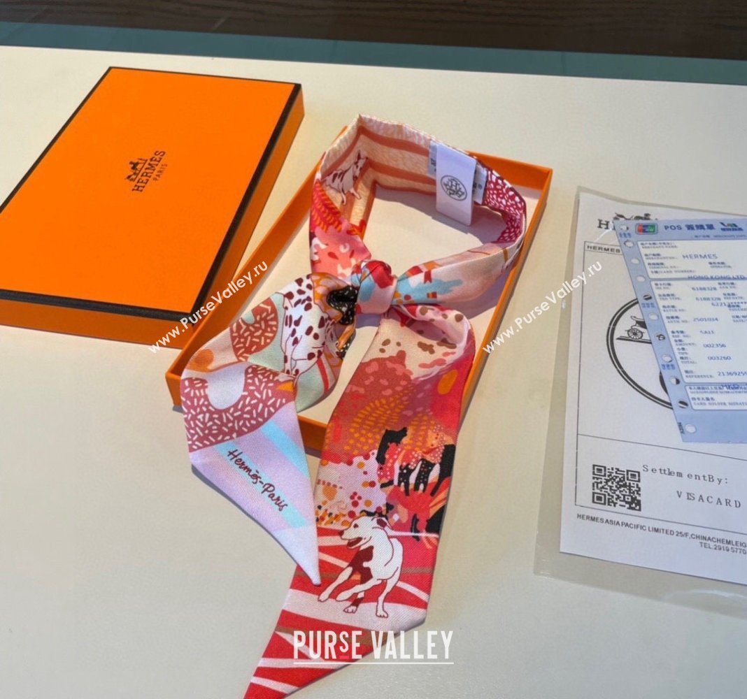 Hermes Silk Twilly Bandeau Scarf 5x86cm Orange 2023 1221 (LR-231221039)