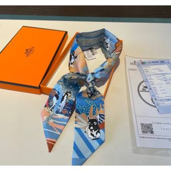 Hermes Silk Twilly Bandeau Scarf 5x86cm Light Blue 2023 1221 (LR-231221041)