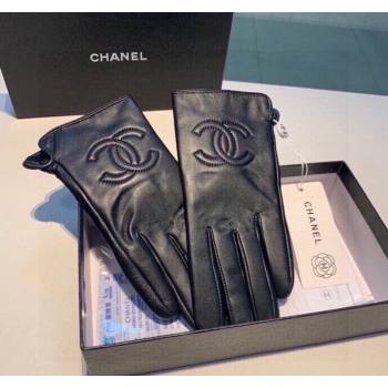 Chanel CC Lambskin and Cashmere Gloves Black 2023 1221 (XMN-231221062)