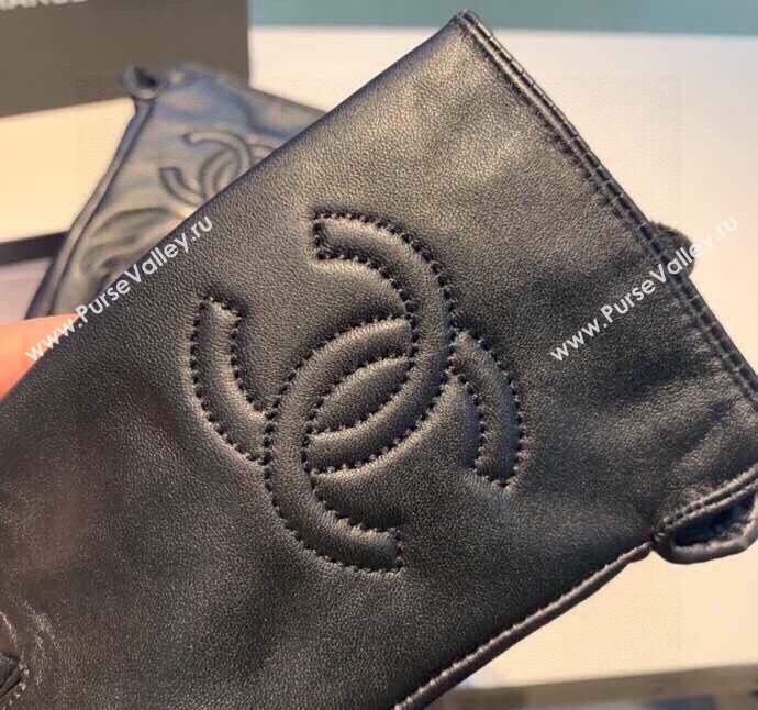 Chanel CC Lambskin and Cashmere Gloves Black 2023 1221 (XMN-231221062)