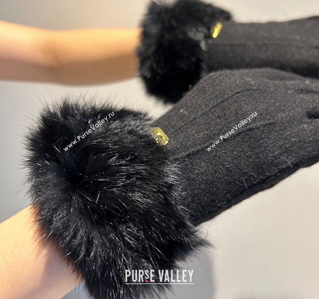 Celine Wool and Cashmere Gloves Black 2023 1221 (XMN-231221064)