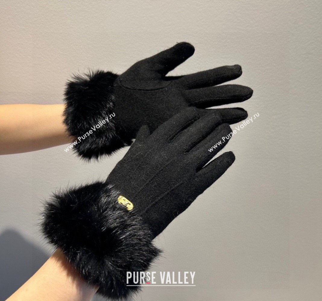 Celine Wool and Cashmere Gloves Black 2023 1221 (XMN-231221064)