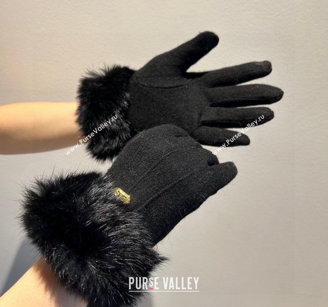 Celine Wool and Cashmere Gloves Black 2023 1221 (XMN-231221064)