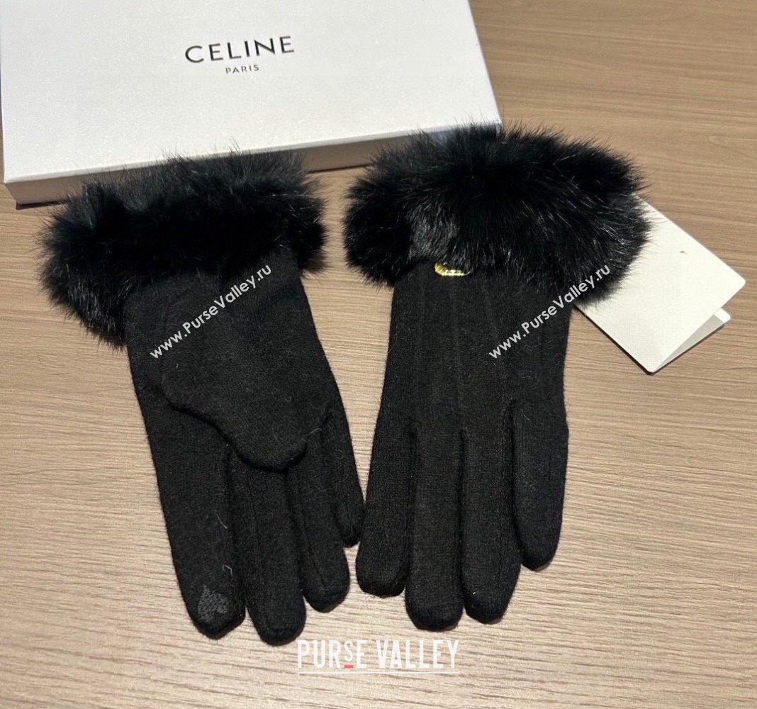 Celine Wool and Cashmere Gloves Black 2023 1221 (XMN-231221064)