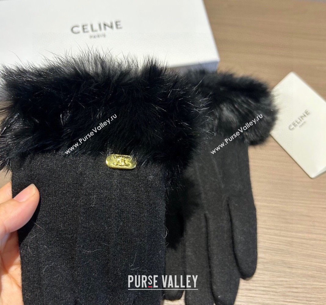 Celine Wool and Cashmere Gloves Black 2023 1221 (XMN-231221064)