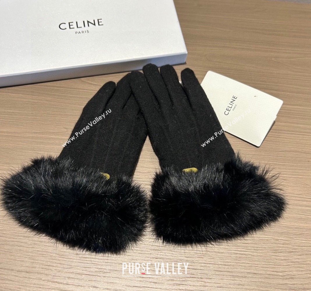 Celine Wool and Cashmere Gloves Black 2023 1221 (XMN-231221064)