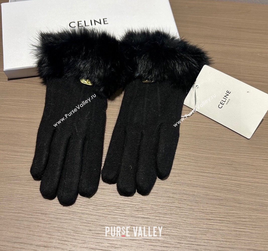 Celine Wool and Cashmere Gloves Black 2023 1221 (XMN-231221064)