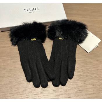 Celine Wool and Cashmere Gloves Black 2023 1221 (XMN-231221064)
