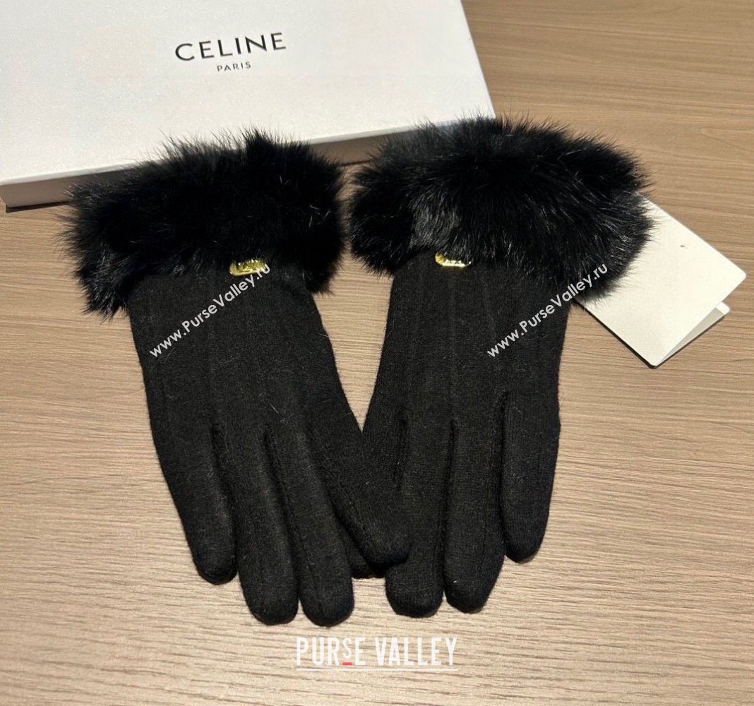 Celine Wool and Cashmere Gloves Black 2023 1221 (XMN-231221064)